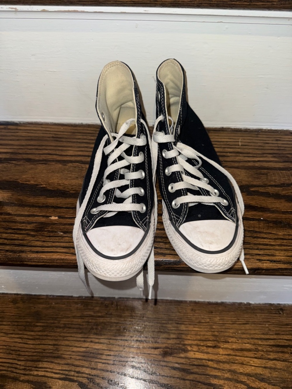 Converse Classic Black Canvas High-Top Sneakers with White Toe